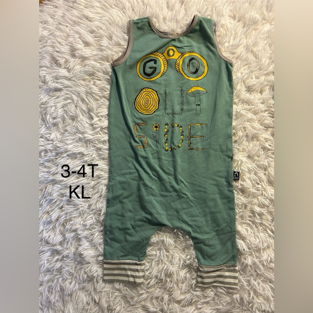 Green Toddler Romper with Fun Print